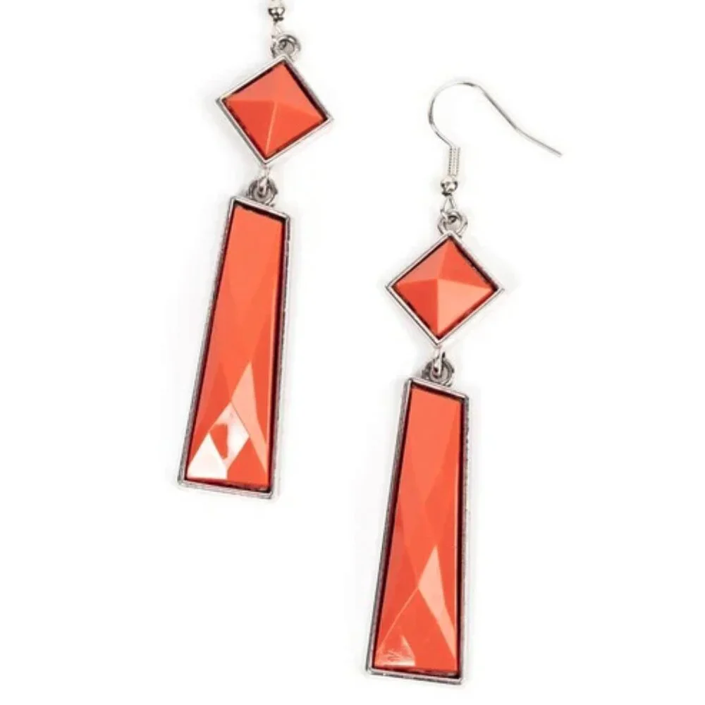 ​Paparazzi Jewelry Accessories - Hollywood Harmony - Orange Earrings - Vintage
